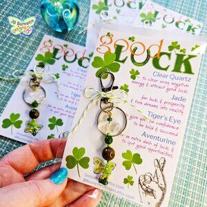 Good Luck Gemstone Crystal Keychain, Purse Charm, Key Ring, St Patrick's Day